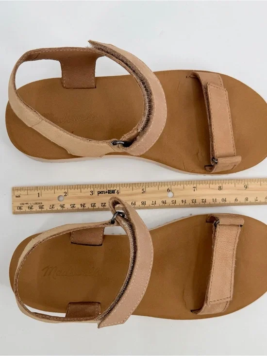 Madewell Sandals Womens 7 Tan Beige Leather MAGGIE Colorblock Flatform Comfort - Picture 6 of 11